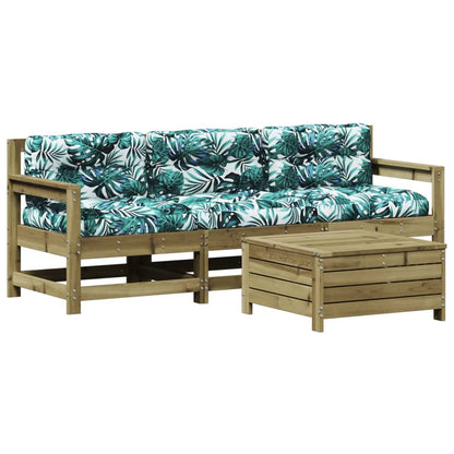 4Dílná Zahradní Sedací Souprava A Podušky Impregnovaná Borovice