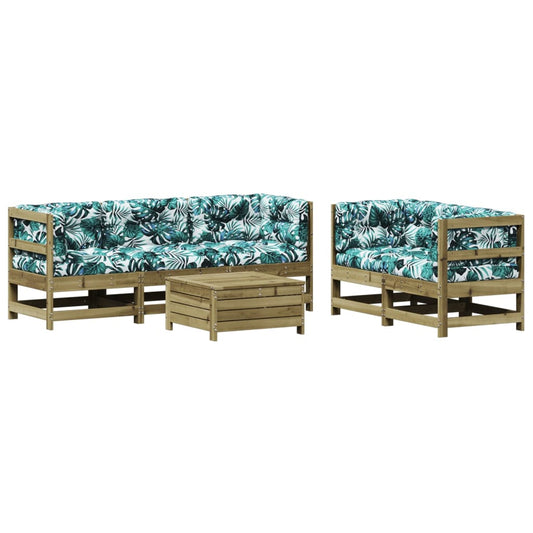 6Dílná Zahradní Sedací Souprava A Podušky Impregnovaná Borovice