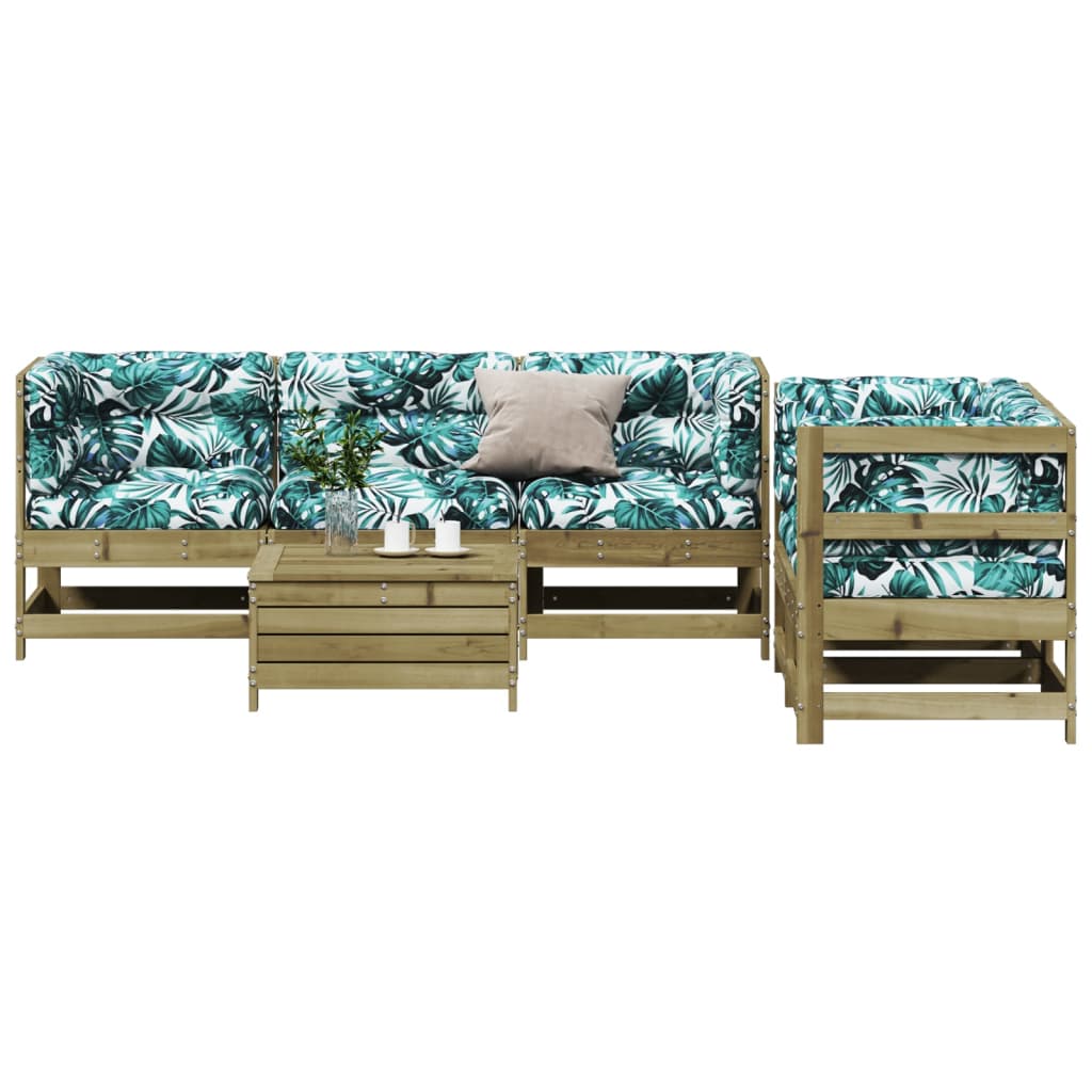 6Dílná Zahradní Sedací Souprava A Podušky Impregnovaná Borovice