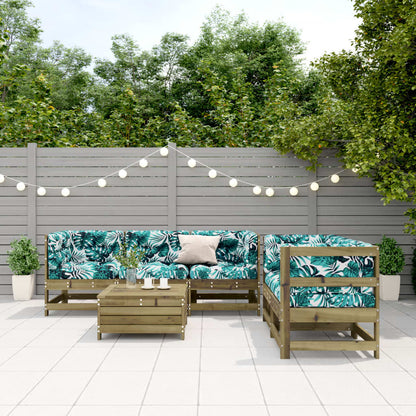 6Dílná Zahradní Sedací Souprava A Podušky Impregnovaná Borovice