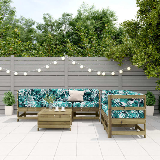 6Dílná Zahradní Sedací Souprava A Podušky Impregnovaná Borovice