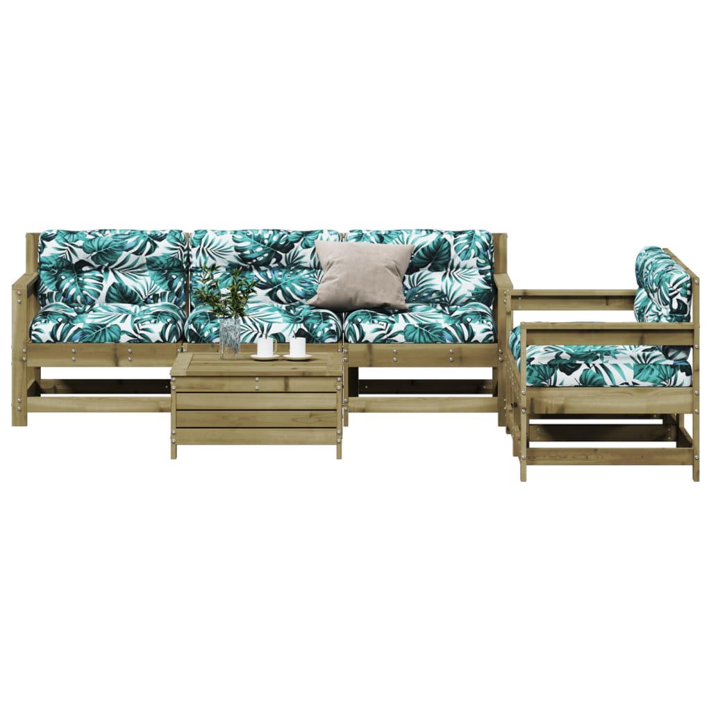 6Dílná Zahradní Sedací Souprava A Podušky Impregnovaná Borovice