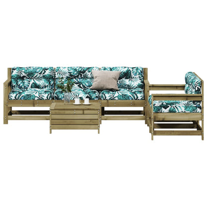 6Dílná Zahradní Sedací Souprava A Podušky Impregnovaná Borovice