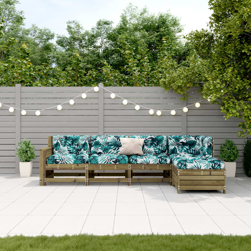 5Dílná Zahradní Sedací Souprava A Podušky Impregnovaná Borovice