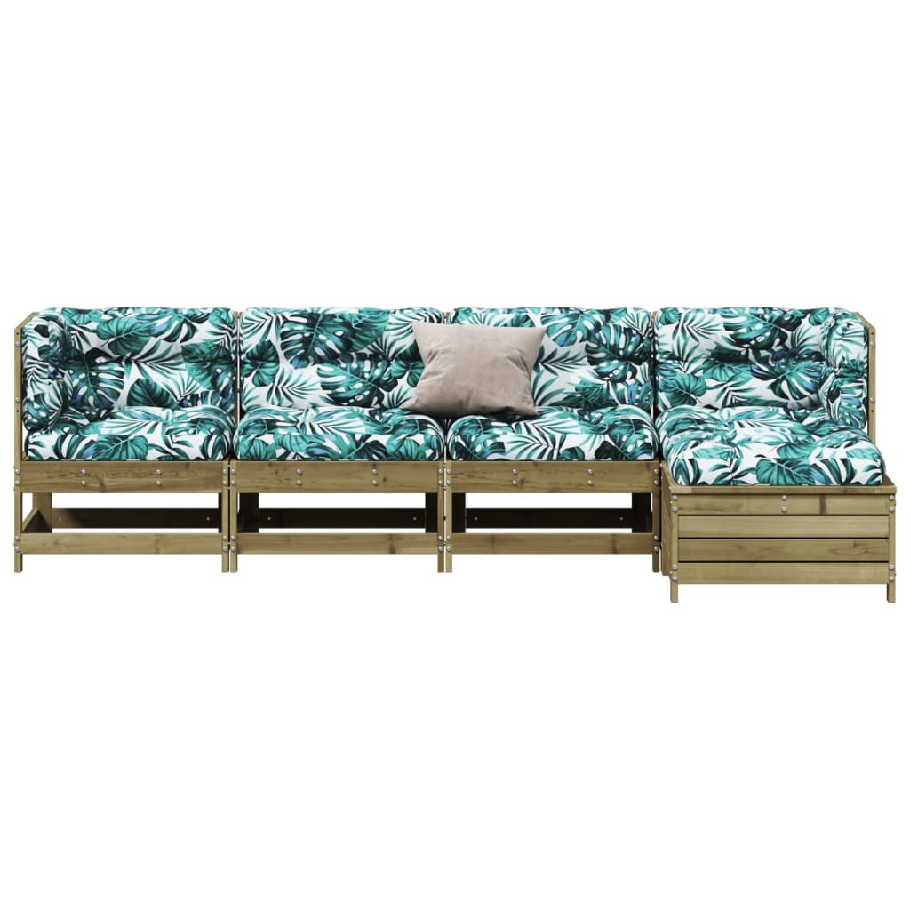 5Dílná Zahradní Sedací Souprava A Podušky Impregnovaná Borovice