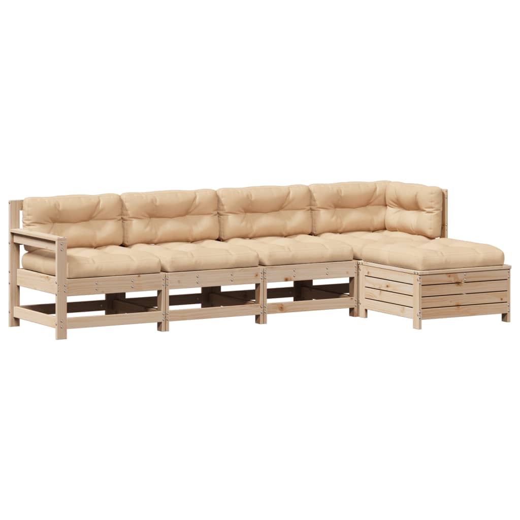 5Dílná Zahradní Sedací Souprava S Poduškami Masivní Borovice