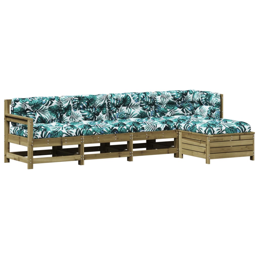 5Dílná Zahradní Sedací Souprava A Podušky Impregnovaná Borovice