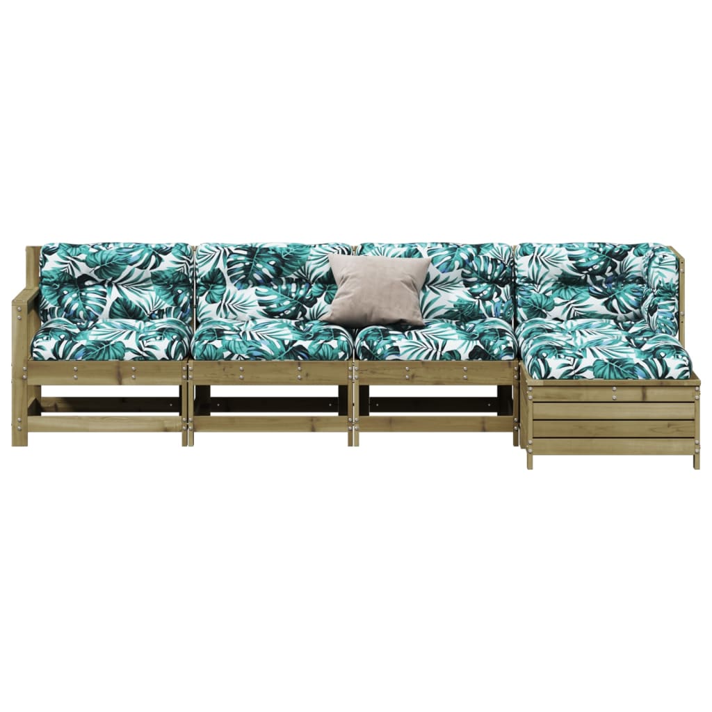 5Dílná Zahradní Sedací Souprava A Podušky Impregnovaná Borovice