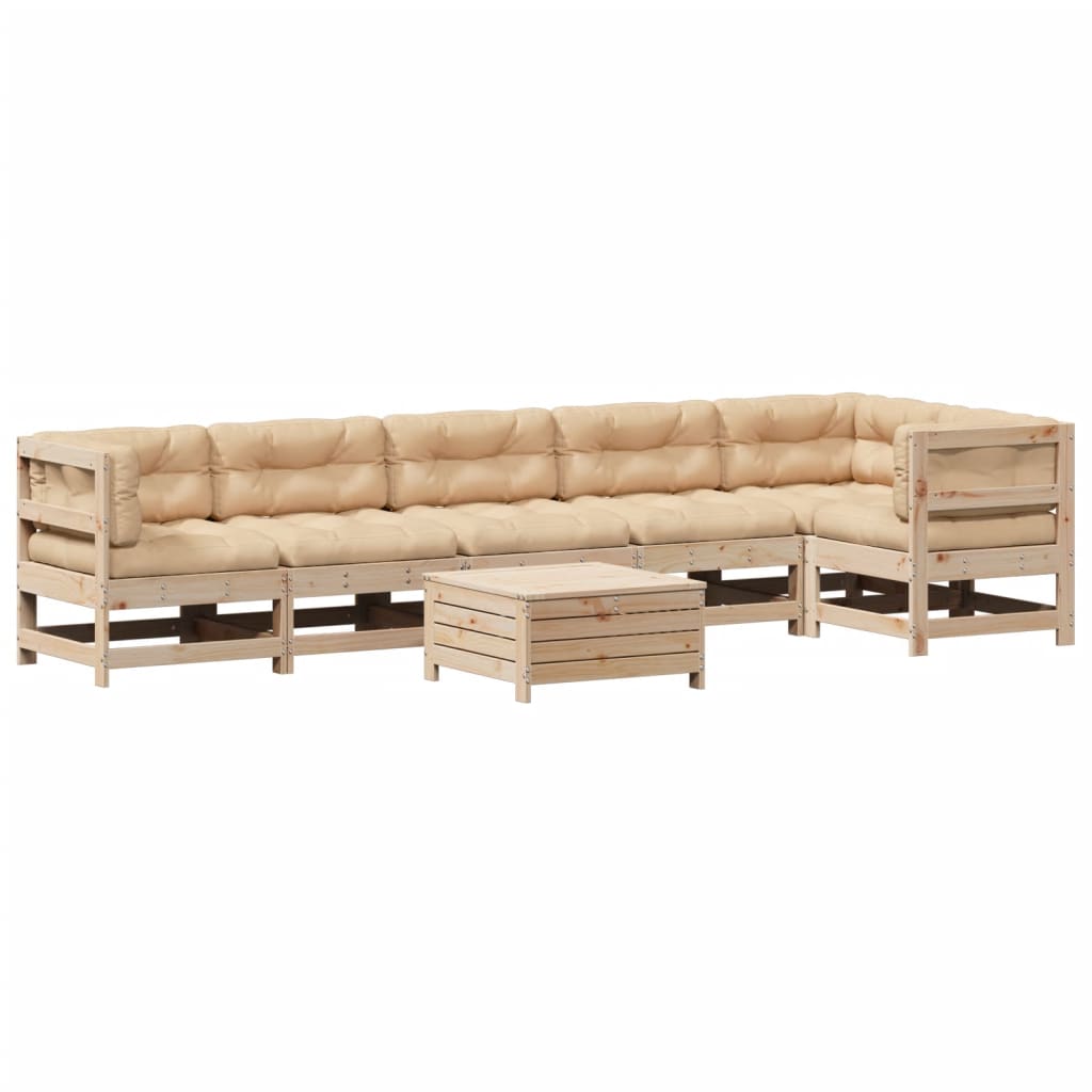 7Dílná Zahradní Sedací Souprava S Poduškami Masivní Borovice