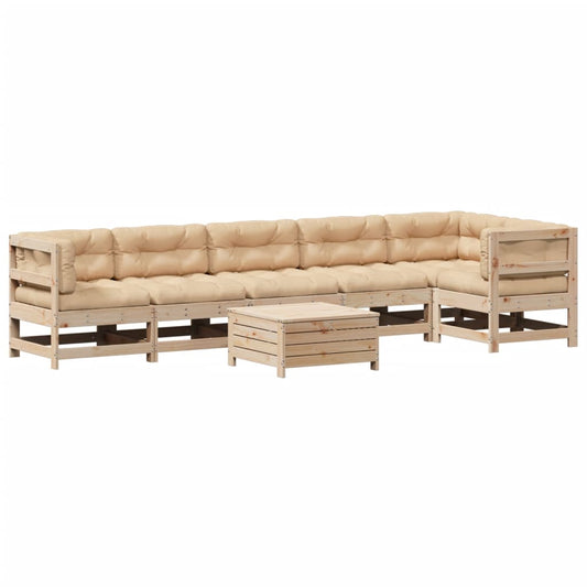 7Dílná Zahradní Sedací Souprava S Poduškami Masivní Borovice