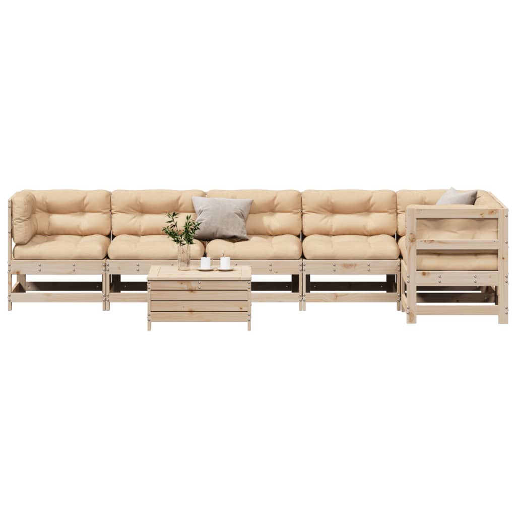 7Dílná Zahradní Sedací Souprava S Poduškami Masivní Borovice