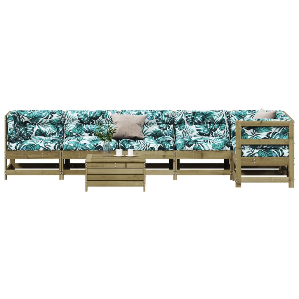 7Dílná Zahradní Sedací Souprava A Podušky Impregnovaná Borovice