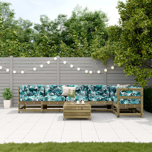 7Dílná Zahradní Sedací Souprava A Podušky Impregnovaná Borovice