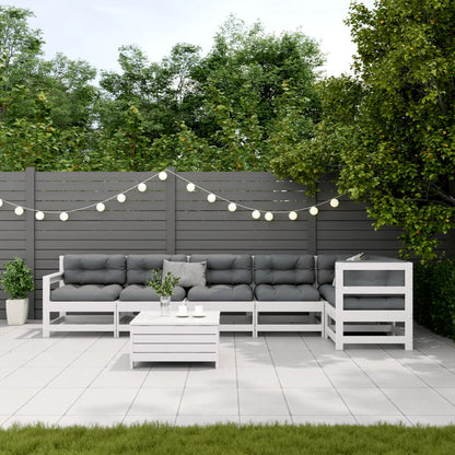 7Dílná Zahradní Souprava S Poduškami Bílá Masivní Borovice