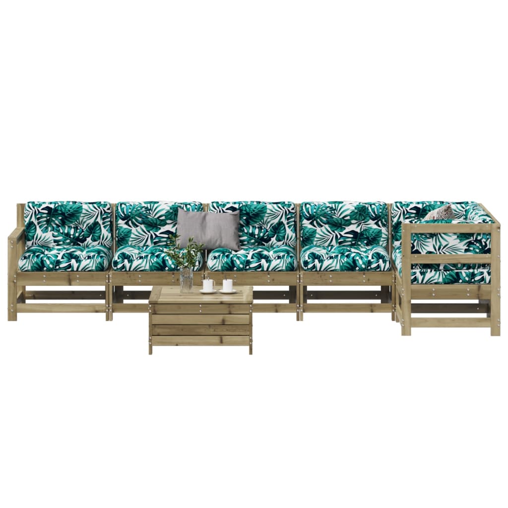 7Dílná Zahradní Sedací Souprava A Podušky Impregnovaná Borovice