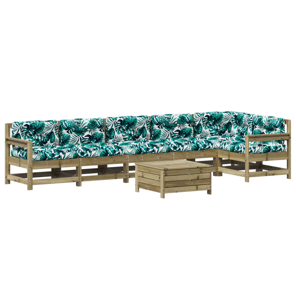 7Dílná Zahradní Sedací Souprava A Podušky Impregnovaná Borovice