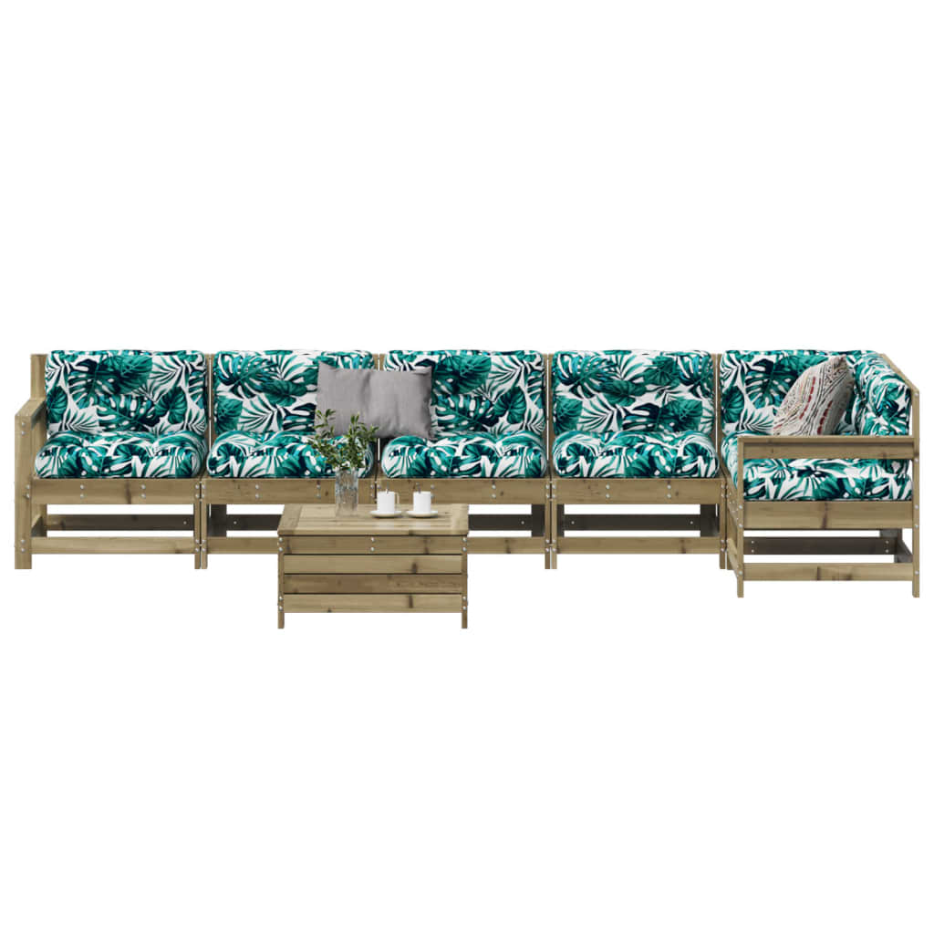 7Dílná Zahradní Sedací Souprava A Podušky Impregnovaná Borovice