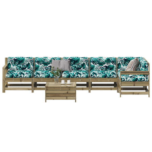 7Dílná Zahradní Sedací Souprava A Podušky Impregnovaná Borovice