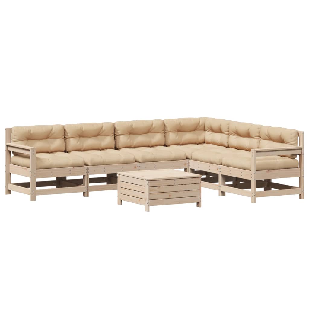 7Dílná Zahradní Sedací Souprava S Poduškami Masivní Borovice