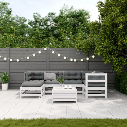 7Dílná Zahradní Souprava S Poduškami Bílá Masivní Borovice