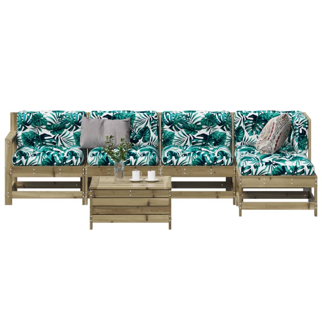 6Dílná Zahradní Sedací Souprava A Podušky Impregnovaná Borovice