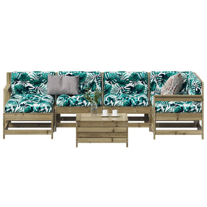 7Dílná Zahradní Sedací Souprava A Podušky Impregnovaná Borovice