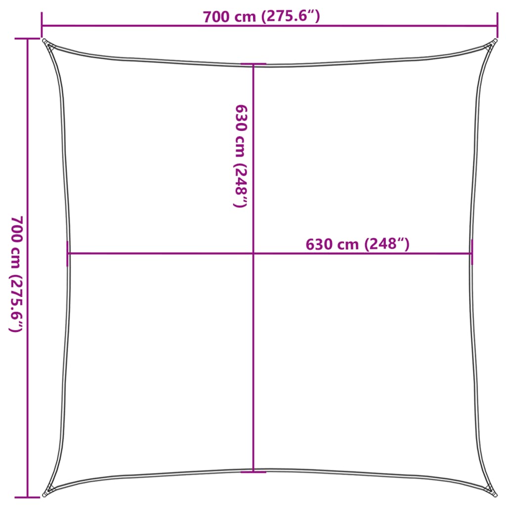 Plachta Proti Slunci 160 G/M² Čtverec Písková 7 X 7 M Hdpe