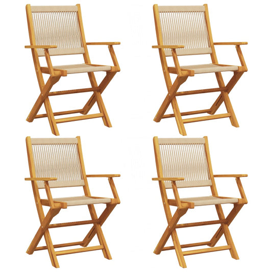 Skládací Zahradní Židle 4 Ks Béžové Masivní Akáciové Dřevo