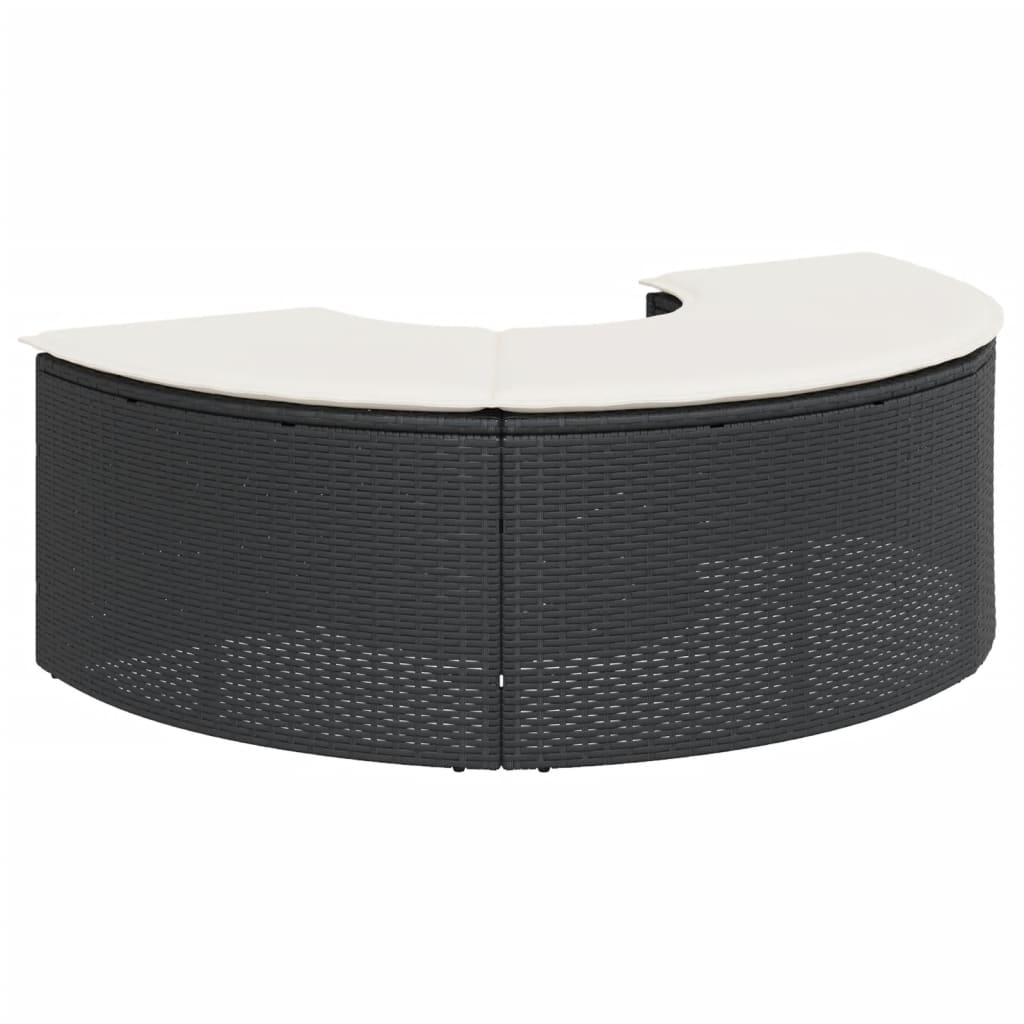 Zahradní Podnožka S Poduškou Černá Polyratan