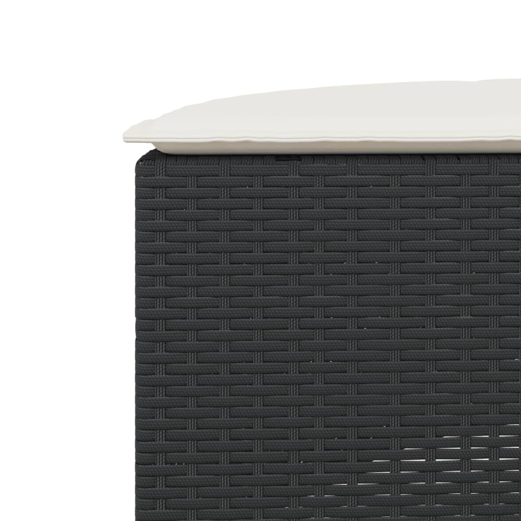 Zahradní Podnožka S Poduškou Černá Polyratan