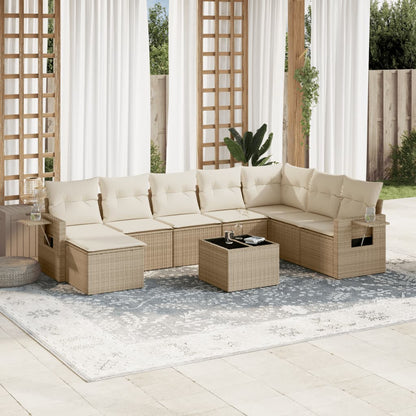 8Dílná Zahradní Sedací Souprava S Poduškami Černá Polyratan
