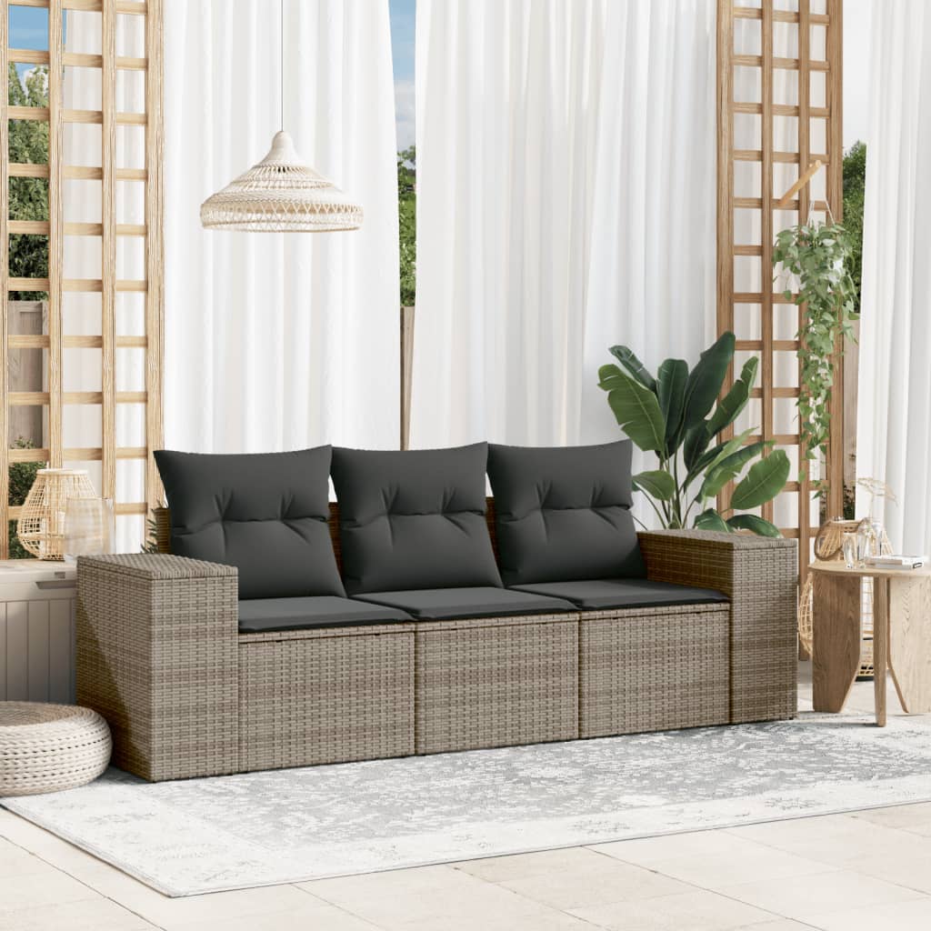 3Dílná Zahradní Sedací Souprava S Poduškami Béžová Polyratan