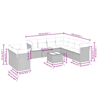 10Dílná Zahradní Sedací Souprava S Poduškami Béžová Polyratan
