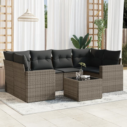 7Dílná Zahradní Sedací Souprava S Poduškami Béžová Polyratan
