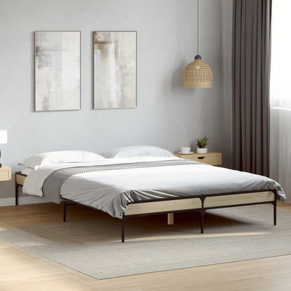 Rám Postele Kompozitní Dřevo A Kov Dub Sonoma