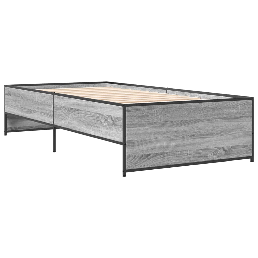Rám Postele Šedý Sonoma 100 X 200 Cm Kompozitní Dřevo A Kov