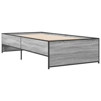 Rám Postele Šedý Sonoma 100 X 200 Cm Kompozitní Dřevo A Kov