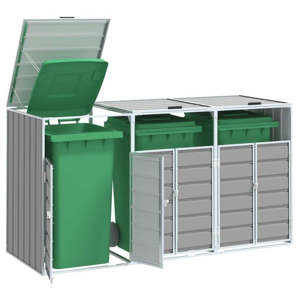 Box Na 3 Popelnice Šedý 216 X 81 X 115 Cm Ocel