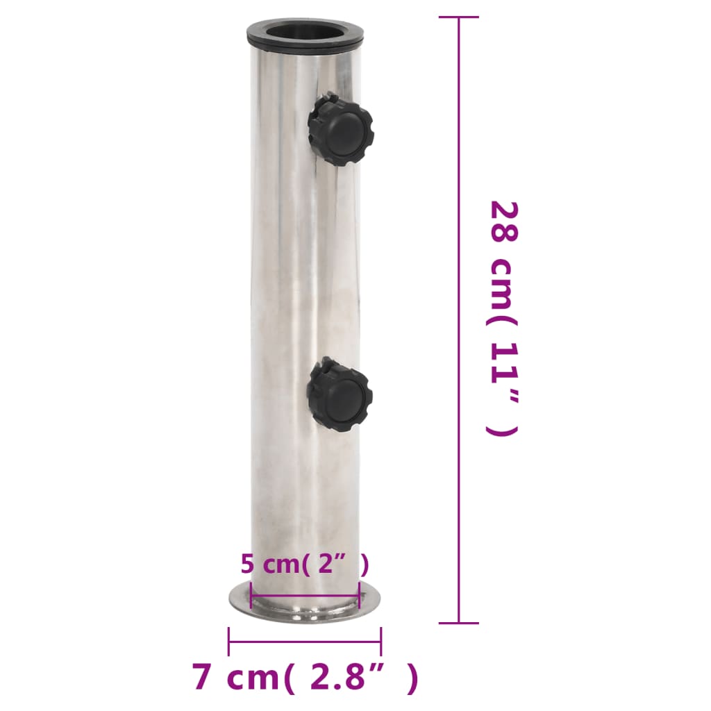 Základna Pro Slunečník Pro Tyč Ø38/48 Mm Stříbrná Nerezová Ocel