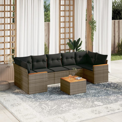 8Dílná Zahradní Sedací Souprava S Poduškami Černá Polyratan