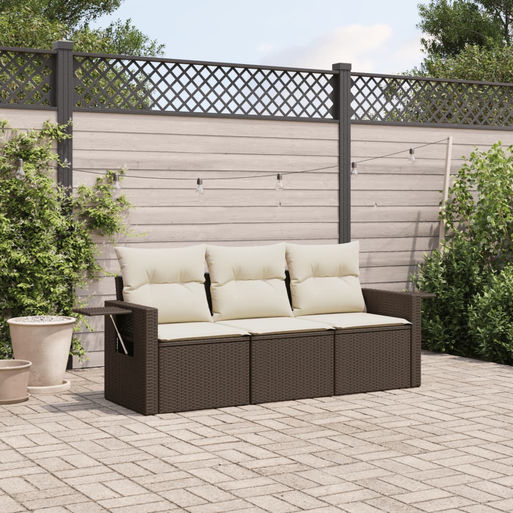 3Dílná Zahradní Sedací Souprava S Poduškami Černá Polyratan