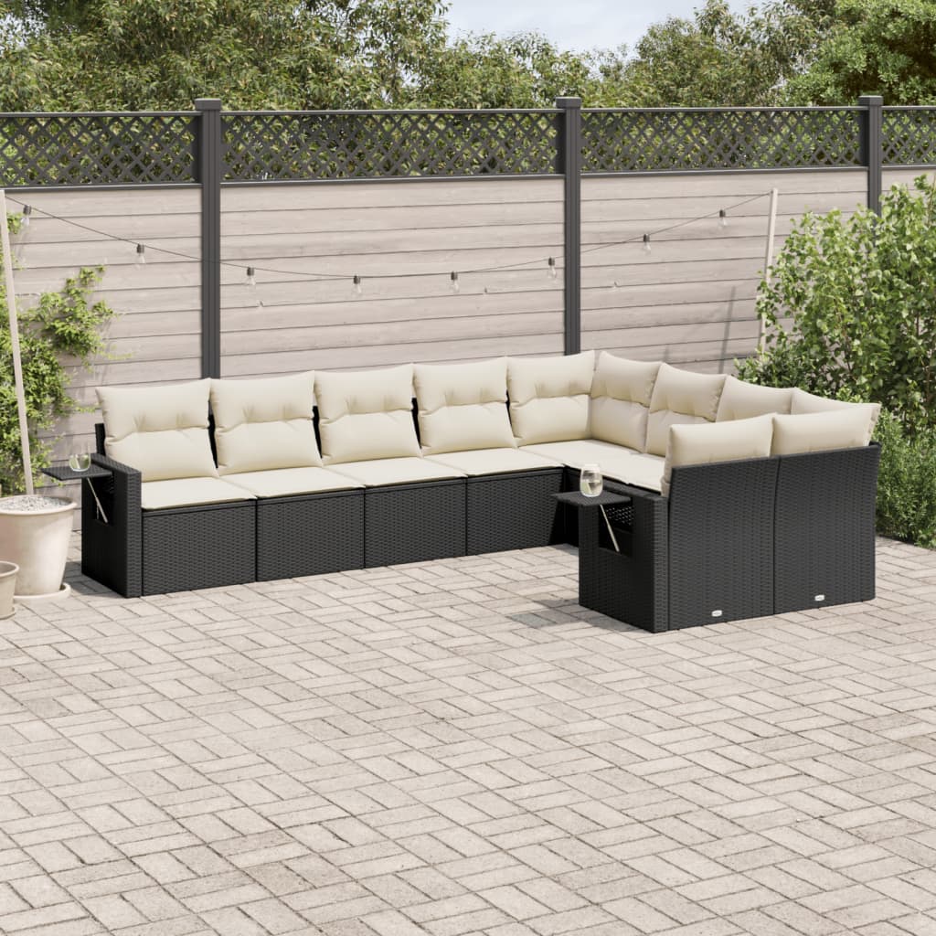 9Dílná Zahradní Sedací Souprava S Poduškami Béžová Polyratan