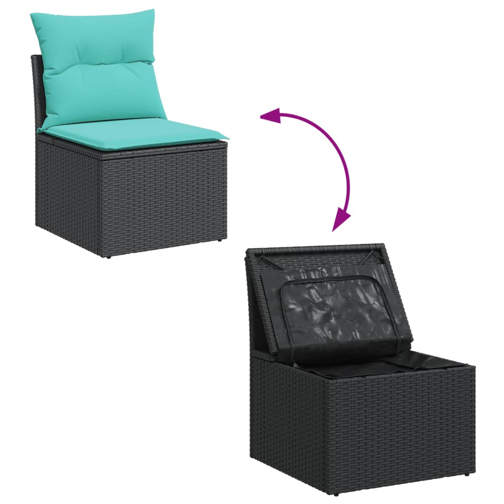 6Dílná Zahradní Sedací Souprava S Poduškami Černá Polyratan