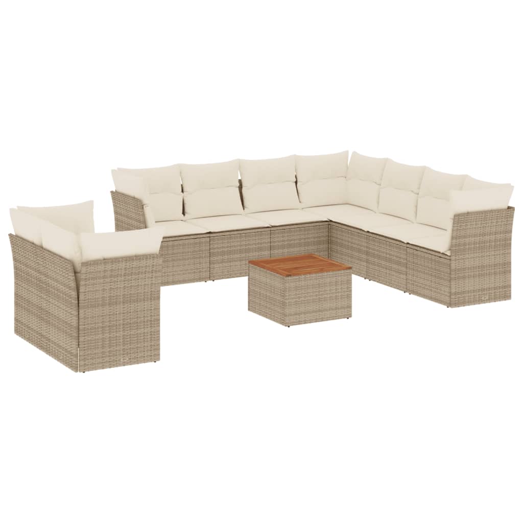 11Dílný Zahradní Sedací Souprava S Poduškami Béžový Polyratan