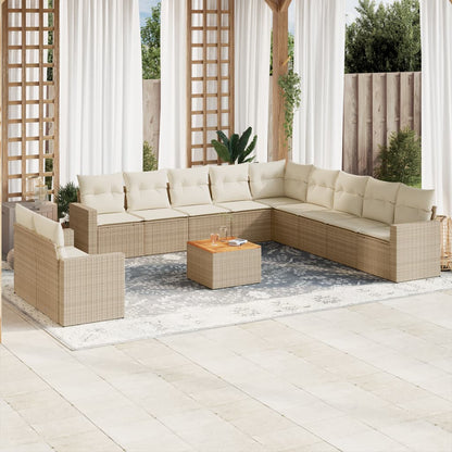 12Dílná Zahradní Sedací Souprava A Podušky Mix Béžové Polyratan