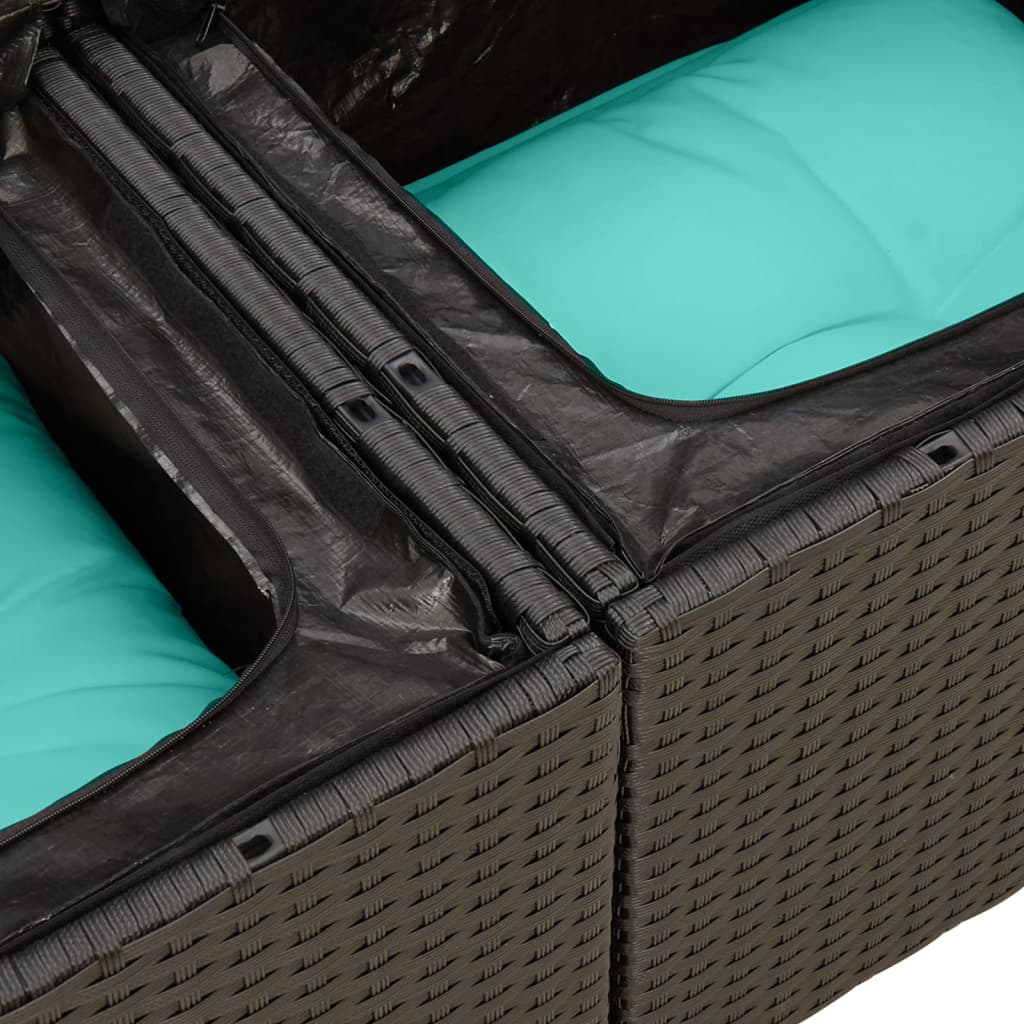 14Dílná Zahradní Sedací Souprava S Poduškami Černá Polyratan