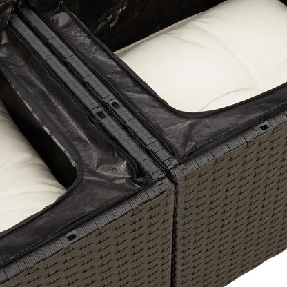 13Dílný Zahradní Sedací Souprava S Poduškami Černý Polyratan
