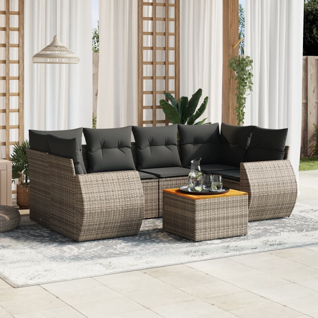 7Dílná Zahradní Sedací Souprava S Poduškami Béžová Polyratan