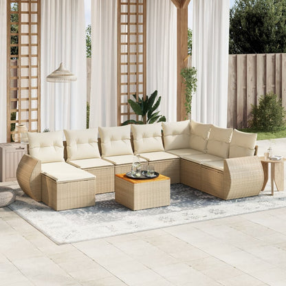 9Dílná Zahradní Sedací Souprava S Poduškami Béžová Polyratan
