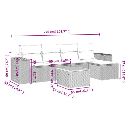6Dílná Zahradní Sedací Souprava S Poduškami Béžová Polyratan